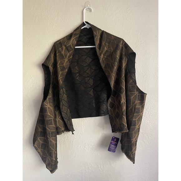 Womens Wrap Jacket Leaf Pattern Reversible Fly Vest One Size green Bronze/Black - Picture 1 of 8